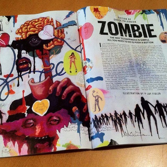 Povídka „Zombie“ Chucka Palahniuka byla otištěna v listopadu 2013 v magazínu Playboy s ilustracemi P-Jay Fidlera | foto: chuckpalahniuk.net